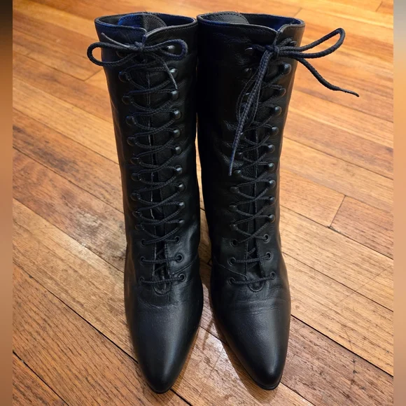 Black Lace-Up Ankle Boots - Picture 3 of 11
